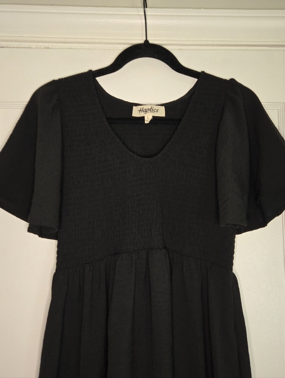 Black Smocked Midi Dress Women's Large Sleeveless Stretch Casual Summer Dress - Picture 3 of 11